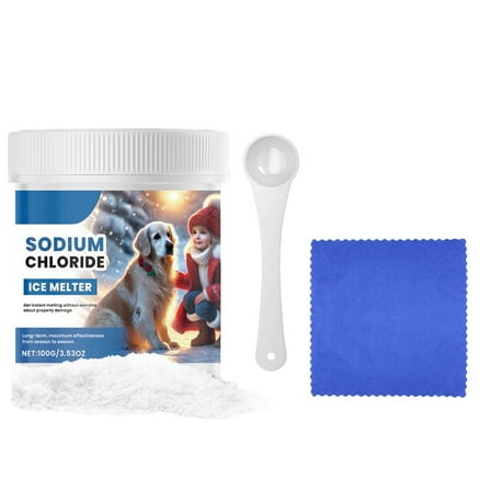 Sodium Chloride Ice Melter, Pet Safe Ice Melt, Safer for Pets & Concrete, Salt for Snow and Ice Removal,100g