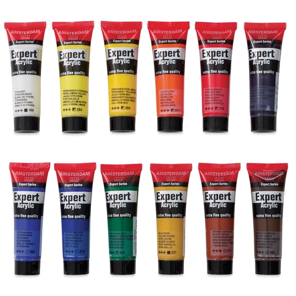 Amsterdam Expert Series Acrylic Paints - Set of 12, Assorted Colors, 20 ml Tubes