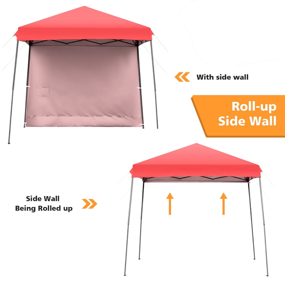 Aimee Lii 10 x 10 Feet Pop Up Tent Slant Leg Canopy with Detachable Side Wall, Backyard Canopy Gazebo, Red