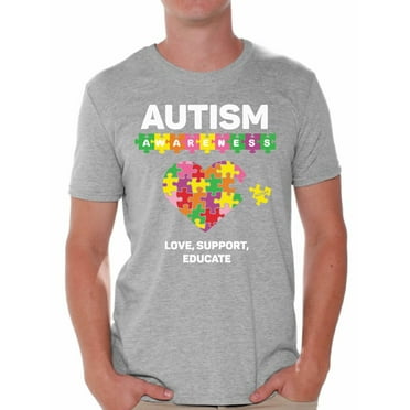 Awkward Styles Love Support Educate Autism Shirt for Men Autism Awareness Puzzle Shirt Men Autism Awareness Shirts Men's Autism T Shirt Autism Awareness Gifts for Him Autistic Pride Gifts