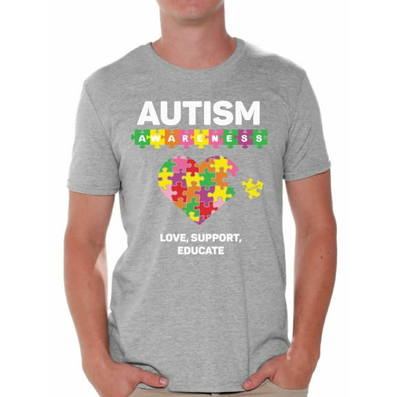 Awkward Styles Love Support Educate Autism Shirt for Men Autism Awareness Puzzle Shirt Men Autism Awareness Shirts Men's Autism T Shirt Autism Awareness Gifts for Him Autistic Pride Gifts