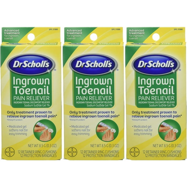 3 Pack Dr Scholl's Ingrown Toenail Pain Reliever Gel Kit 0.3oz Each