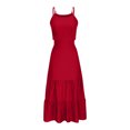 thumbnail image 4 of EINCcm Summer Dresses for Women Spaghetti Strap Open Back A-Line Midi Skirt Elegant Tiered Swing Vacation Dress, 4 of 9