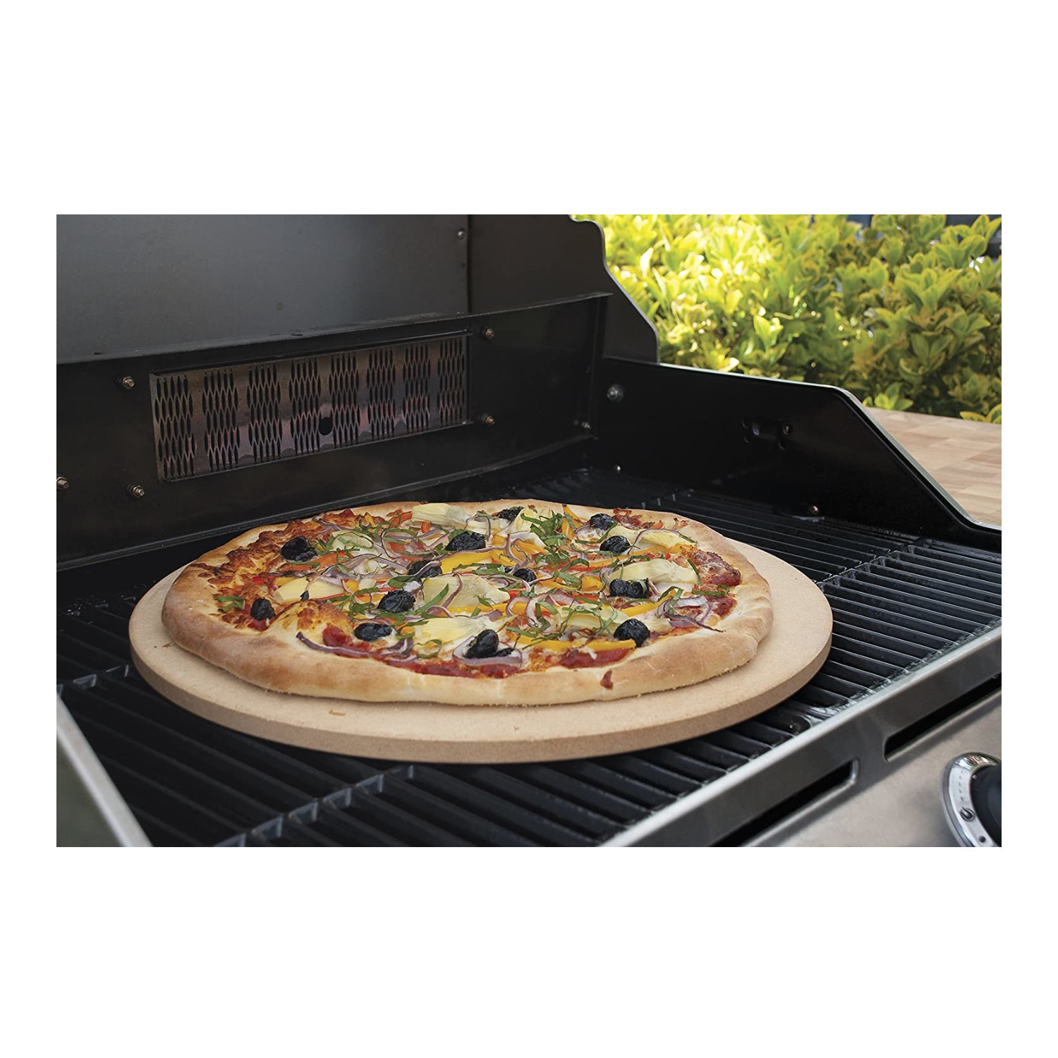 Pizzacraft 16.5-Inch Round Thermabond Baking/Pizza Stone with Folding Peel and Stone Brush - image 4 of 5