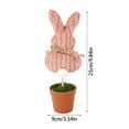 thumbnail image 3 of Knitted Bunny Shaped Decorative Ornament with Faux Moss Base and Terracotta Style Pot for Home Display Use, 3 of 8