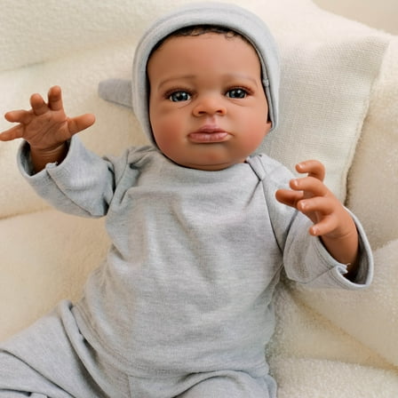 Adorable Reborn Baby Dolls Black - 20 Inch African American Newborn Doll, Lifelike Real Life Handcrafted Soft Cloth Body with Accessories Gift Set for Kids Age 3 