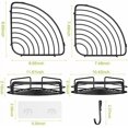 thumbnail image 7 of Black Bathroom Corner Shower Shelfs, Adhesive Wall Mounted Shower Caddy with 4 Movable Hooks, Rustproof Stainless Steel Bathroom Shower Organizer, No Drilling Wall Mount 2-Pack, 7 of 7