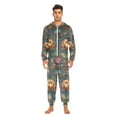 thumbnail image 3 of FORMRS Onesies Pajama for Adults Unisex Hoodie Winter Jumpsuit One Piece Sleepwear, Sizes S-2XL, Abstract Water Lilies Pattern, 3 of 7