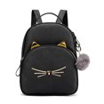 thumbnail image 2 of Teenagers Backpack Leather School Bags Girl Cartoon Square Satchel (Black), 2 of 9