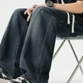 thumbnail image 3 of MHFRRA Baggy Jeans Men Loose Fit Casual Jeans with Elastic Waistband and Draped Design for Comfortable Wear Size M, 3 of 5