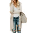 thumbnail image 1 of Women's Light Gray/Gray/Khaki/Apricot/Red Selected Button Down Pocketed High Low Cardigan, 1 of 9