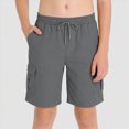 thumbnail image 2 of KPOPLK Boys Shorts Kids Athletic Shorts Teen Casual Summer Bermuda Shorts Drawstring Joggers with Pockets for 5-14Y Grey 9-10 Years, 2 of 8