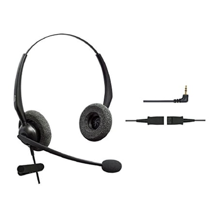 DailyHeadset 2.5 mm Duo Noise Cancelling Headset Over Ear Headphones Corded Cordless VoIP
