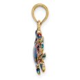 thumbnail image 2 of Diamond2Deal 10K Yellow Gold 2-D Blue Enamel Crab Charm Pendant for Women (L- 0.6 inch, W- 0.72 inch), 2 of 6