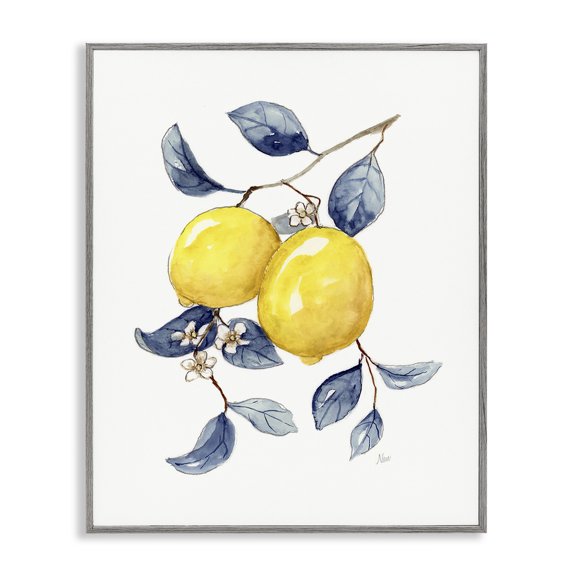 Stupell Industries French Country Minimal Lemon Fruits Gray Framed Giclee Art, 24 x 30, by Nan