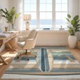 thumbnail image 3 of Design&I 3'x5' Washable Area Rug Low Profile & Durable Daily Traffic Ready Surfboard Print Nautical Stripe Border Vintage Charm Boho Surf Flowing Dynamic for Home Office, Hallway, 3 of 7