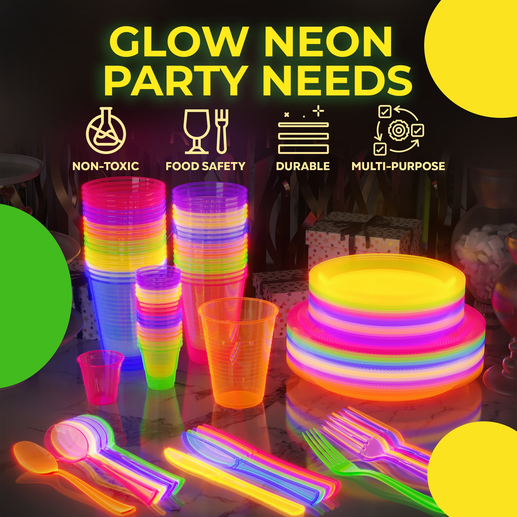 Exquisite Blacklight Party Glow Cups ー 240 Pack 16 Oz ー Assorted Colors ー D Exquisite Blacklight Party Glow Cups 120 Pack 12 Oz Assorted