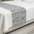 thumbnail image 2 of Music Bed Runner, Outline Monochromatic Doodle in Chaotic Design with Musical Themed Elements, Decorative Accent Bedding Scarf for Hotels Homes and Guestrooms, Queen, Charcoal Grey White, by Ambesonne, 2 of 2