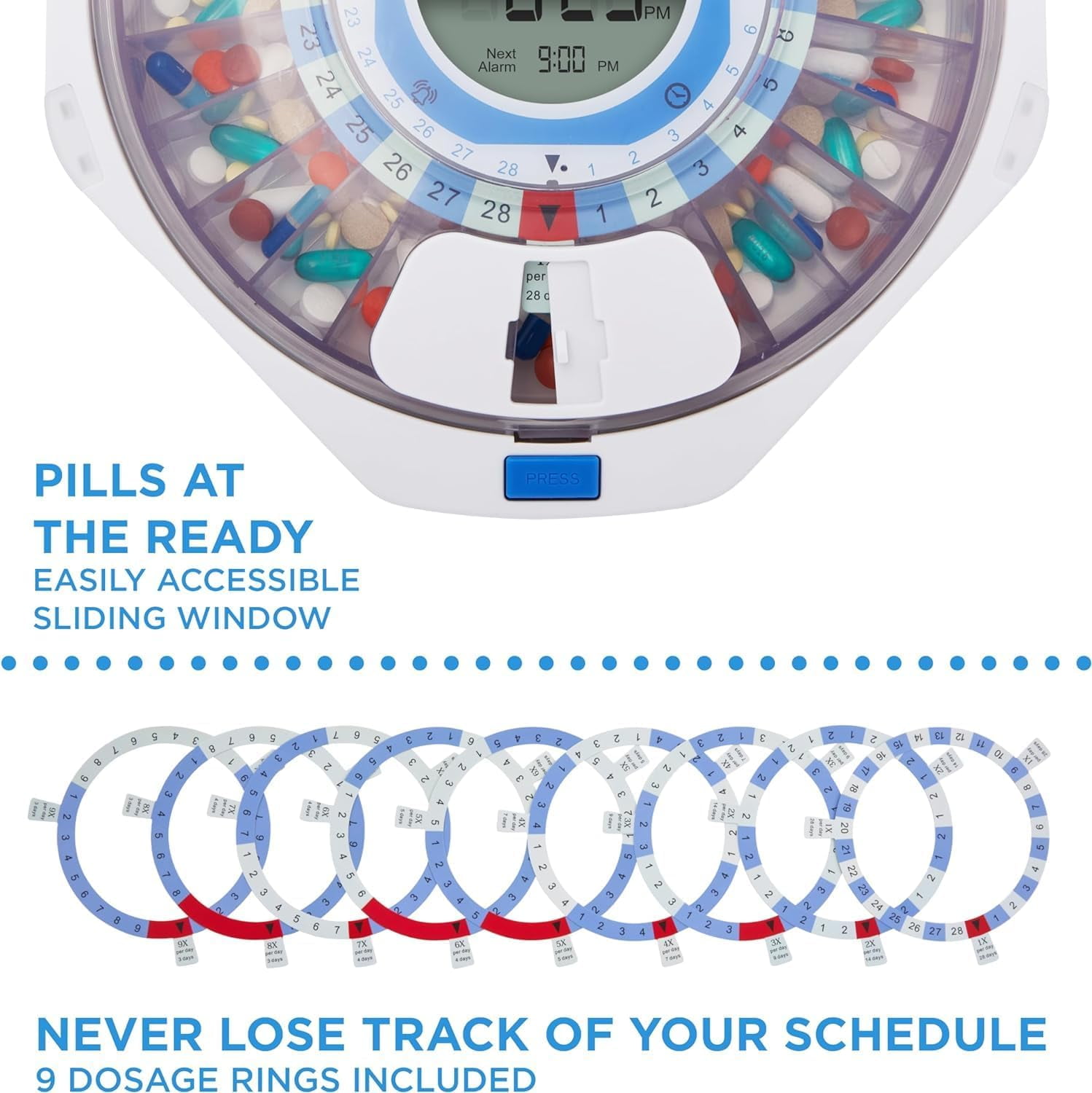 LiveFine WiFi Automatic 28-Day Pill Organizer with Lock & Key, Clear Lid