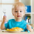 thumbnail image 4 of Juego de cuchara y tenedor para niños de utensilios para niños pequeños, cubiertos para niños con jirafa linda, 4 of 5