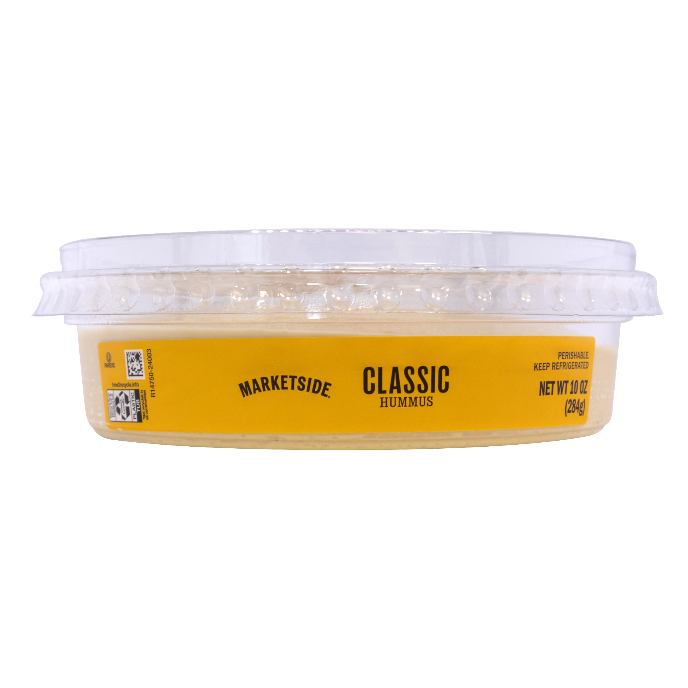 Marketside Gluten-Free Classic Hummus 10 oz, Ready to Eat, Resealable Cup, 2 Tbsp. (28g) Servings