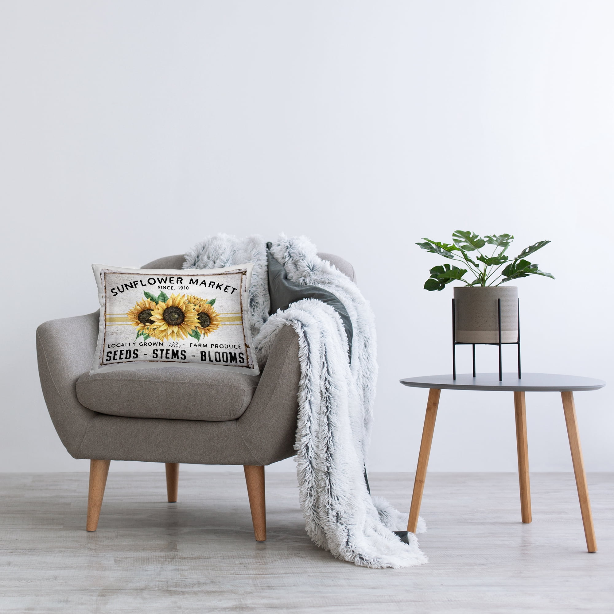 Stupell Industries Farmhouse Sunflower Market Decorative Printed Throw Pillow Design by Creatif Belle.
