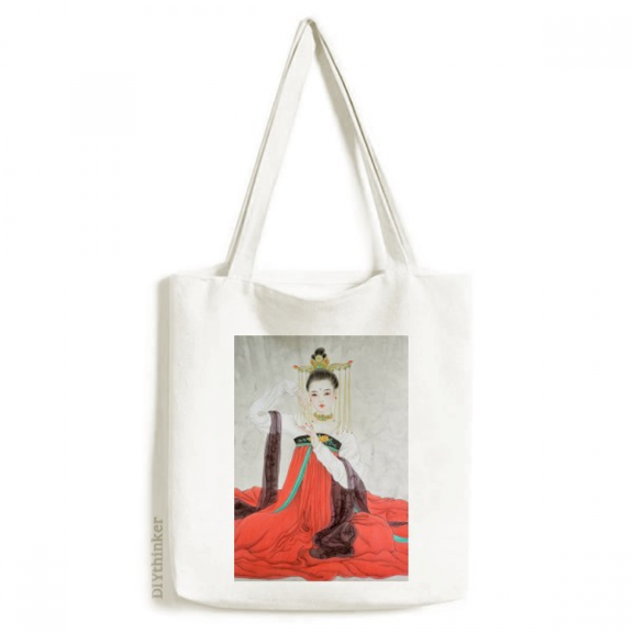 Classical Beauty Chinese Style Watercolor Tote Canvas Bag Shopping Satchel Casual Handbag