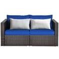 thumbnail image 4 of Costway 2PCS Patio Rattan Corner Sofa Sectional Furniture Navy Cushion, 4 of 11