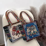 Traditional Women Tote Bag, Travel Bag, Handmade Casual Handbags for Outdoor , Blue F