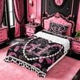 thumbnail image 5 of meiyoeat Leopard Animal Print Twin Sheet Sets For Bow Girls,Chic Pearl Heart Letter H Bedding For Kids,3-Piece, 5 of 6