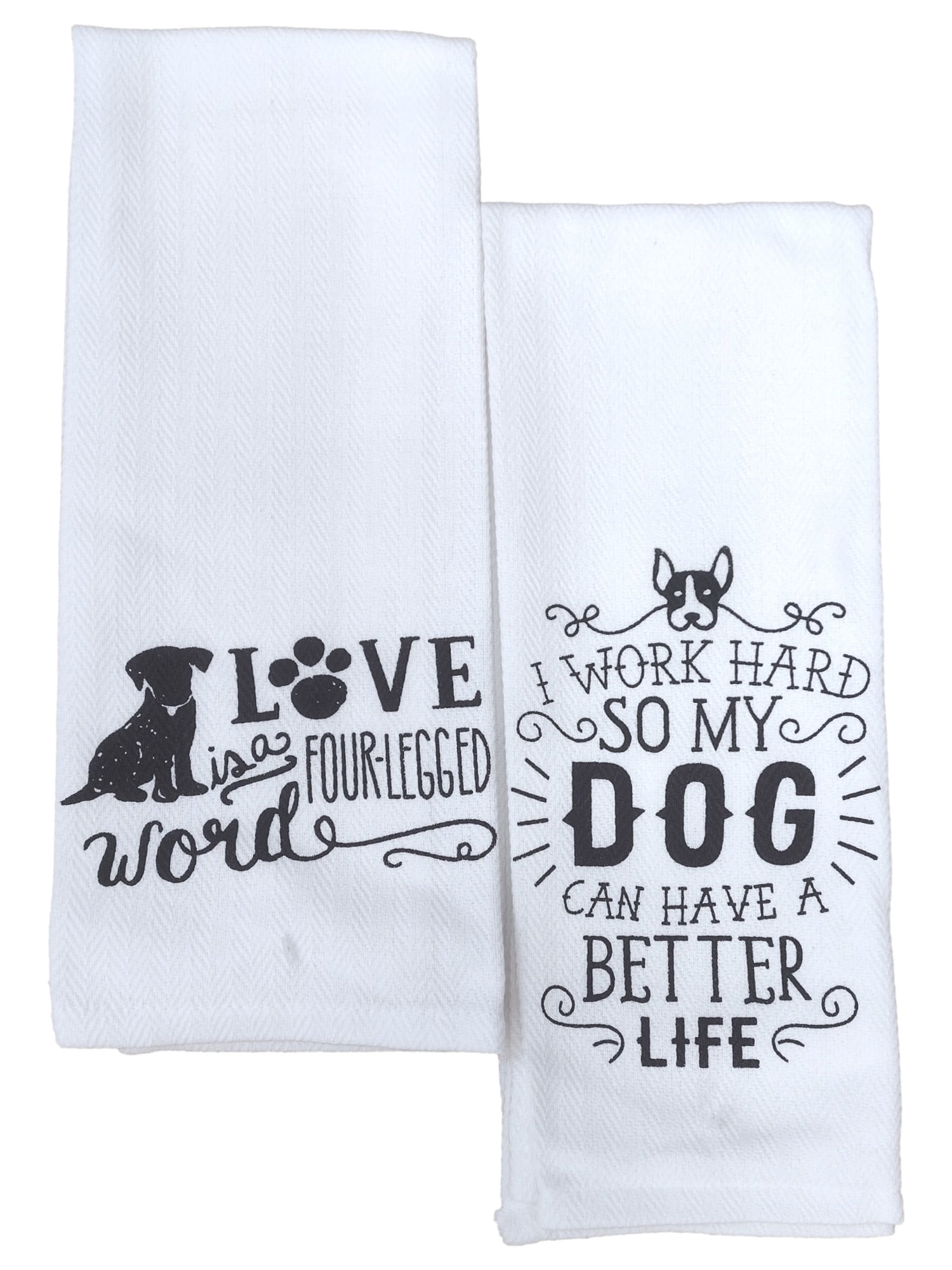 Mabelle Collection Love is 4 Legged Word Kitchen Towel Set, 2 Cotton ...