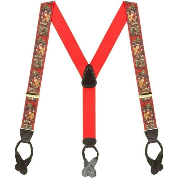 Suspender Store Novelty Kris Kringle Suspenders - 1.5-Inch Wide Elastic - Y-Back - Button - 4 Sizes Including Big & Tall