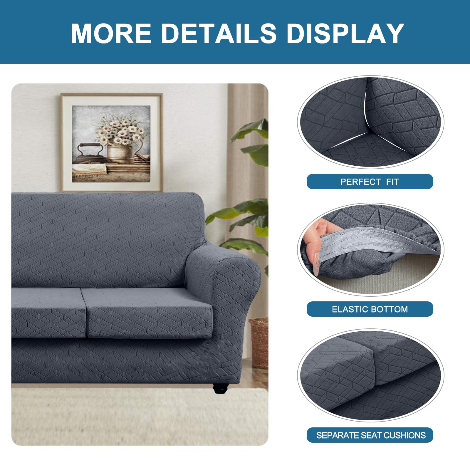 Sanmadrola Stretch 2 Piece Chair Cover Chair Slipcover Sofa Cover Furniture Protector Couch Soft with Elastic Bottom Chair Couch Cover with Arms