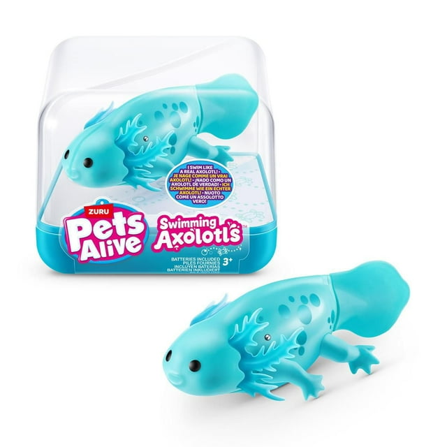 Pets Alive Axolotls Electronic Robot Toy (Teal), Swimming Bath & Pool Toy by ZURU Blue