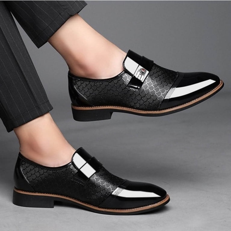 white christmas dresses Black Pointy Toe Mens Premium Leather Designer Dress Shoes - Perfect
