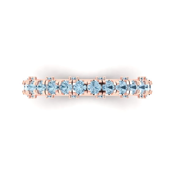 3.13 ct Brilliant Round Cut Simulated Blue Diamond 14k Rose Gold Eternity Band SZ 7