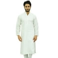 thumbnail image 6 of Atasi Men's White Kurta Pyjama Set Ethnic Punjabi Casual Long Dupion Shirt-Small, 6 of 7