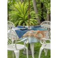 thumbnail image 3 of Outdoor Tablecloth with Umbrella Hole for Patio/Picnic/Party/Camping, Starfish Coastal Blue Waterproof Table Cloth Round Cover Washable, Summer Ocean Coral Conch Vintage (Dia 54"), 3 of 8