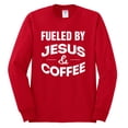 thumbnail image 2 of Fueled by Jesus and Coffee Funny Christian | Mens Inspirational/Christian Long Sleeve T-Shirt, Red, X-Large, 2 of 3