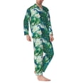thumbnail image 2 of KLL Peacock And Flowers Sleepwear Mens Flannel Pajamas,Long Cotton Pj Set, 2 of 7