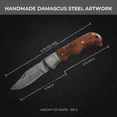 thumbnail image 4 of Damascus Hunting Knife 6.75" Folding Camping Outdoor Handmade Predator Hunter HandiGo USA, 4 of 9