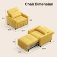 thumbnail image 6 of Sleeper Chair, Lofka 3 in 1 Convertible Single Sofa Bed with Adjustable Backrest, Futon Couch for Living Room, Bedroom, Yellow, 6 of 11