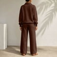 thumbnail image 6 of Mfakffe Womens 2‑Piece Casual Outfit Half‑Zip Collared Top and Wide Leg Pants Set Loose Relaxed Matching Tracksuit for Daily Wear, 6 of 6