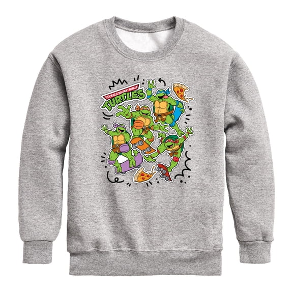 Teenage Mutant Ninja Turtles - Tmnt Skate Stickers - Youth Boys Crew Fleece Sweatshirt