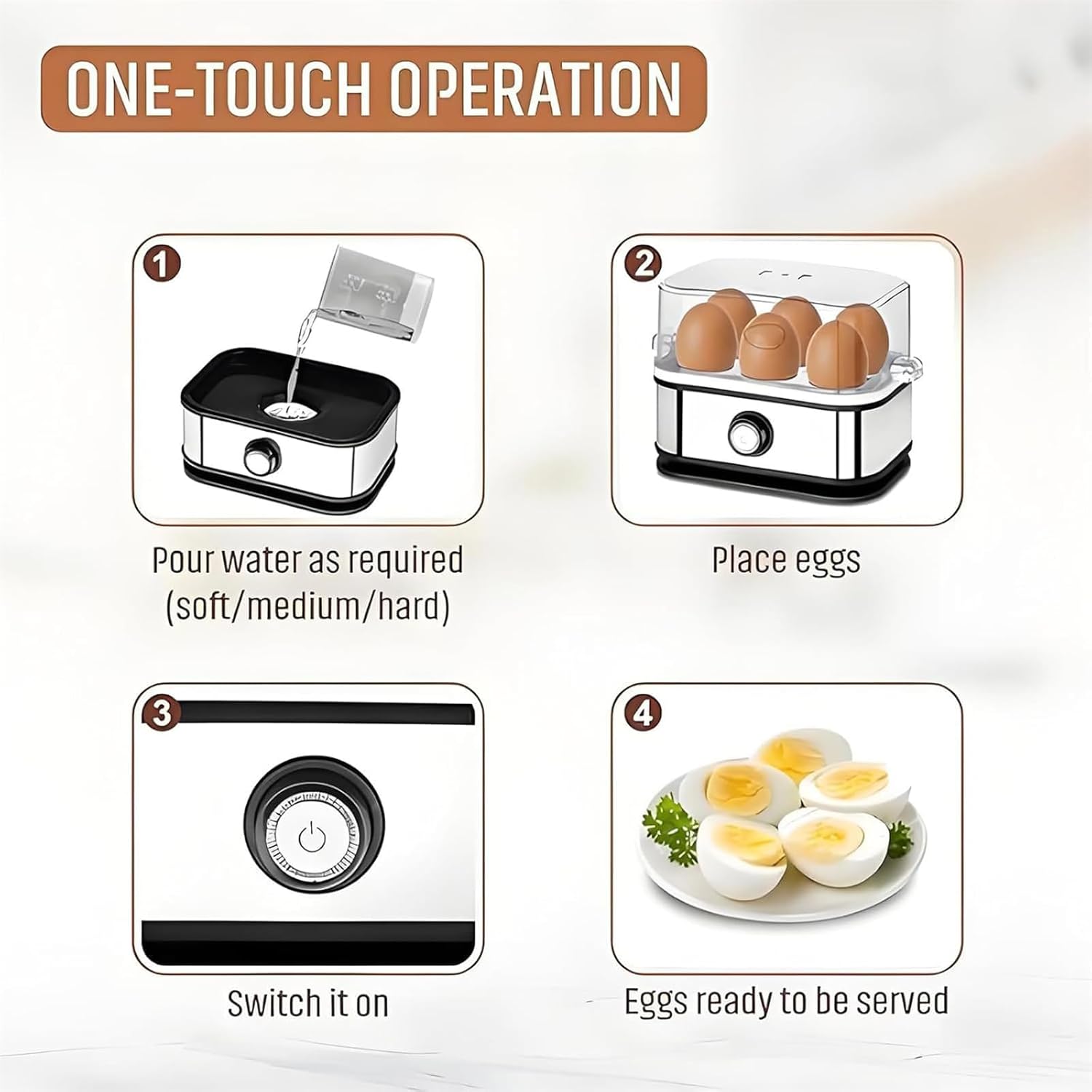 Smart Egg Cooker with Auto Shut Off, 6 Egg Cooking with Stainless Steel Egg Cooker