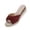 Burgundy, variant on Women Bow Wedge Slides Sandals Open Toe Flock Upper Thick Sole One Strap Jute Wrapped Spring Summer Sweet Shoes,Beige