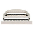 thumbnail image 5 of Tcbosik Linen Fabric Upholstered Daybed with Trundle, Full Size Sofa Bed, Wood Bed Frame, No Box Spring Needed, Beige, 5 of 11