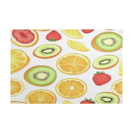 

PU Leather Kitchen Drying Mat with Silica Gel Core Coffee Bar Pad Dual-Sided Absorbent Non-Slip for Kitchen Counter Sliced Fruit Pattern