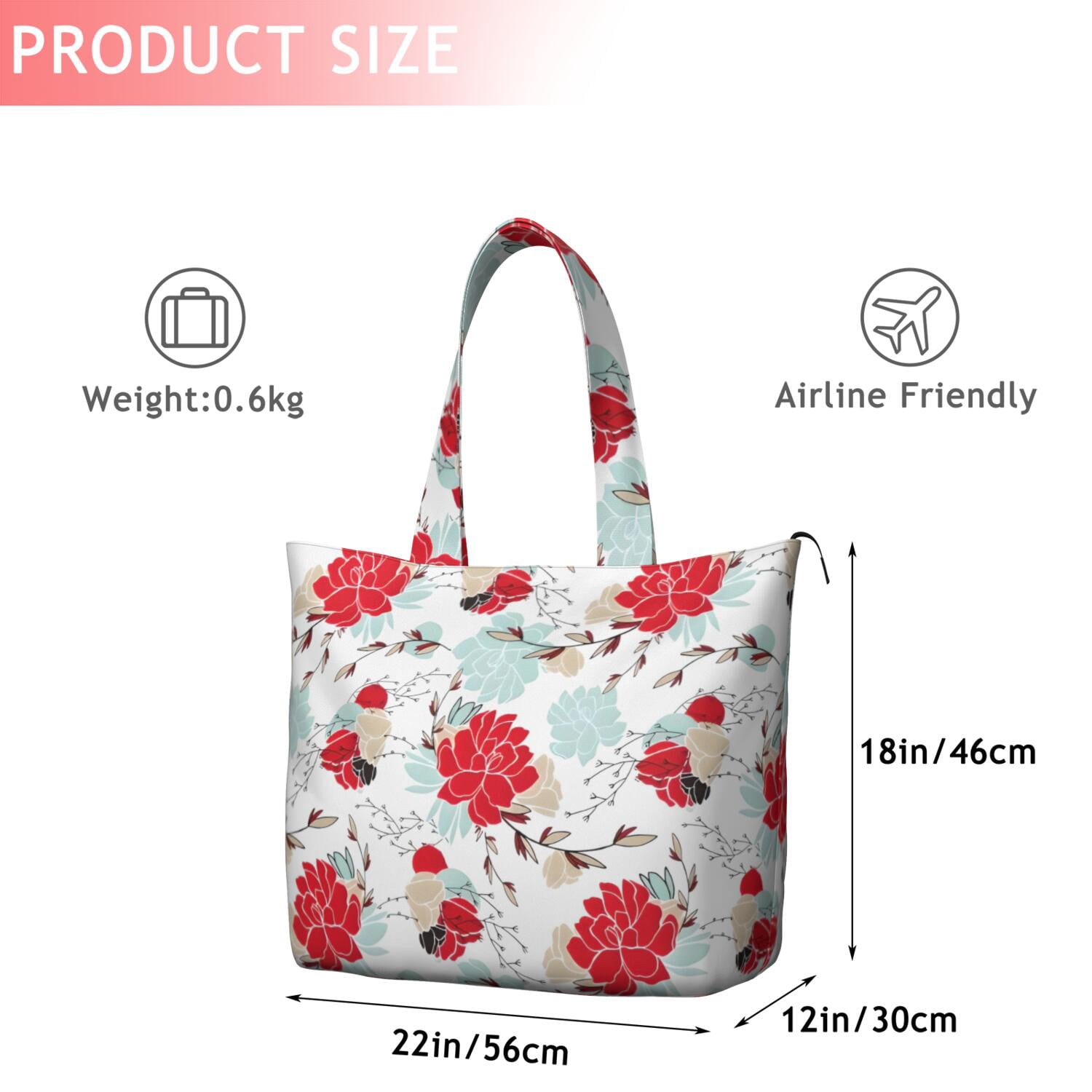 Pioneer Flower Floral Print Pattern Travel Tote Bags for Women Carry On,Large Weekender Bags for Women Travel,Multi Functional Duffle Bag for Work,Shopping,Sports