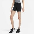 thumbnail image 3 of Nike Pro Big Kids' (Girls') Shorts Color: Black/White Size: S, 3 of 6